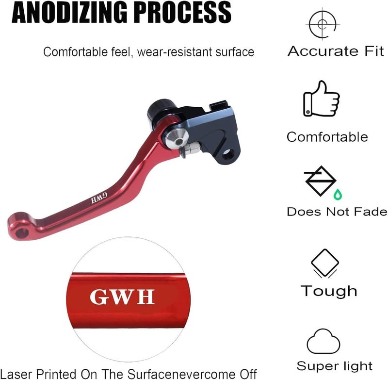 Adsspro CNC Foldable Brake Clutch Lever Handle Handlebar Grips Set Fit for TRX400EX 1999-2008 Dirt Pit Bike 7/8" 22mm (Red) - Image 4